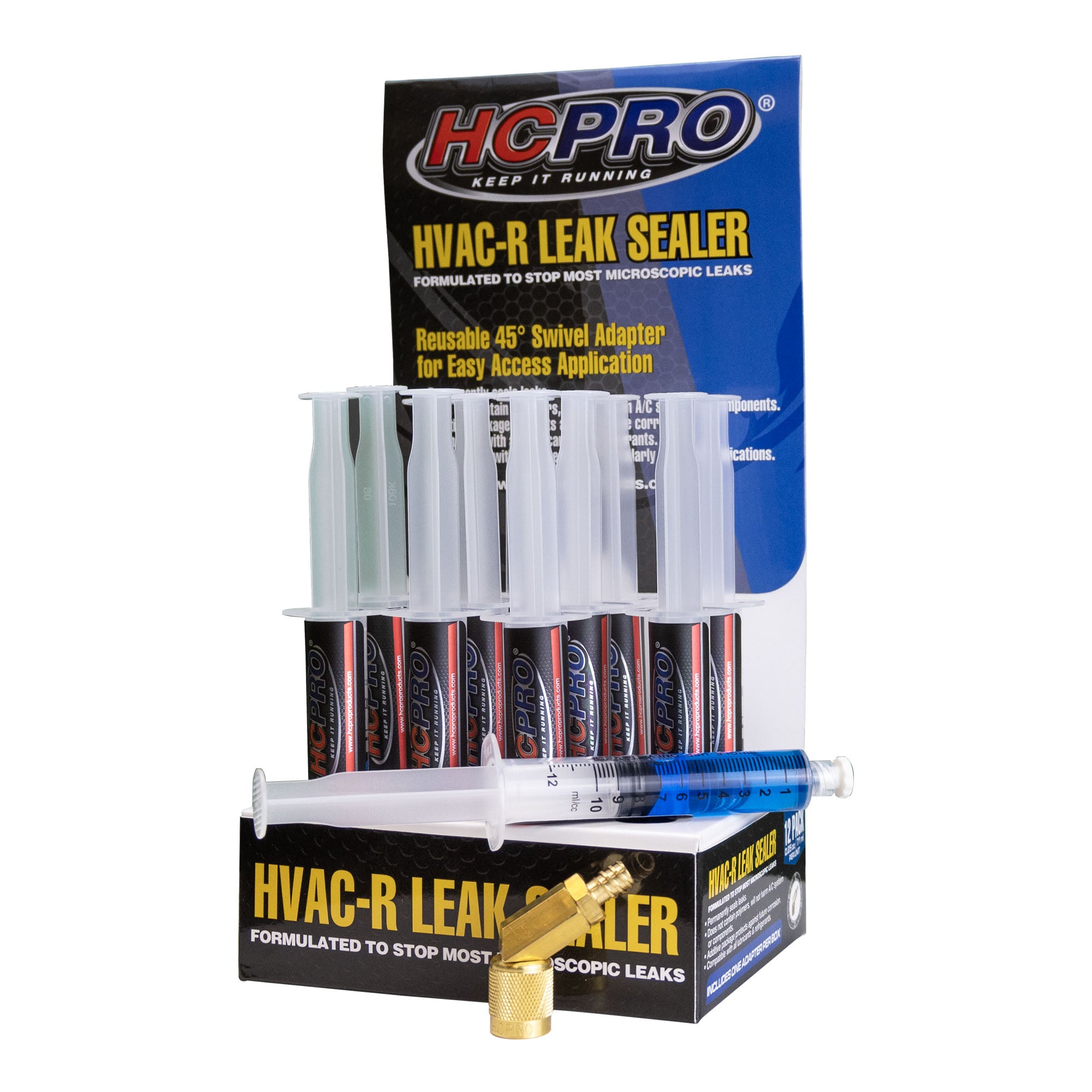 HCLEAK12B HVAC Leak Sealer with 45° Swivel Adapter for Easy Access Application 12 Applications 0.25 FL Oz. for AC, Refrigeration, and Automotive Systems Compatible with All Refrigerants image 2