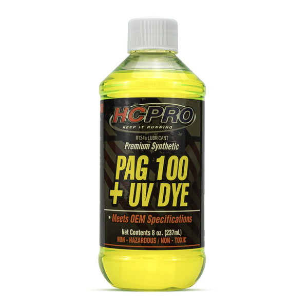 PAG 100 Oil w/ UV Dye – 8 oz for R134a AC Systems | Leak Detection
