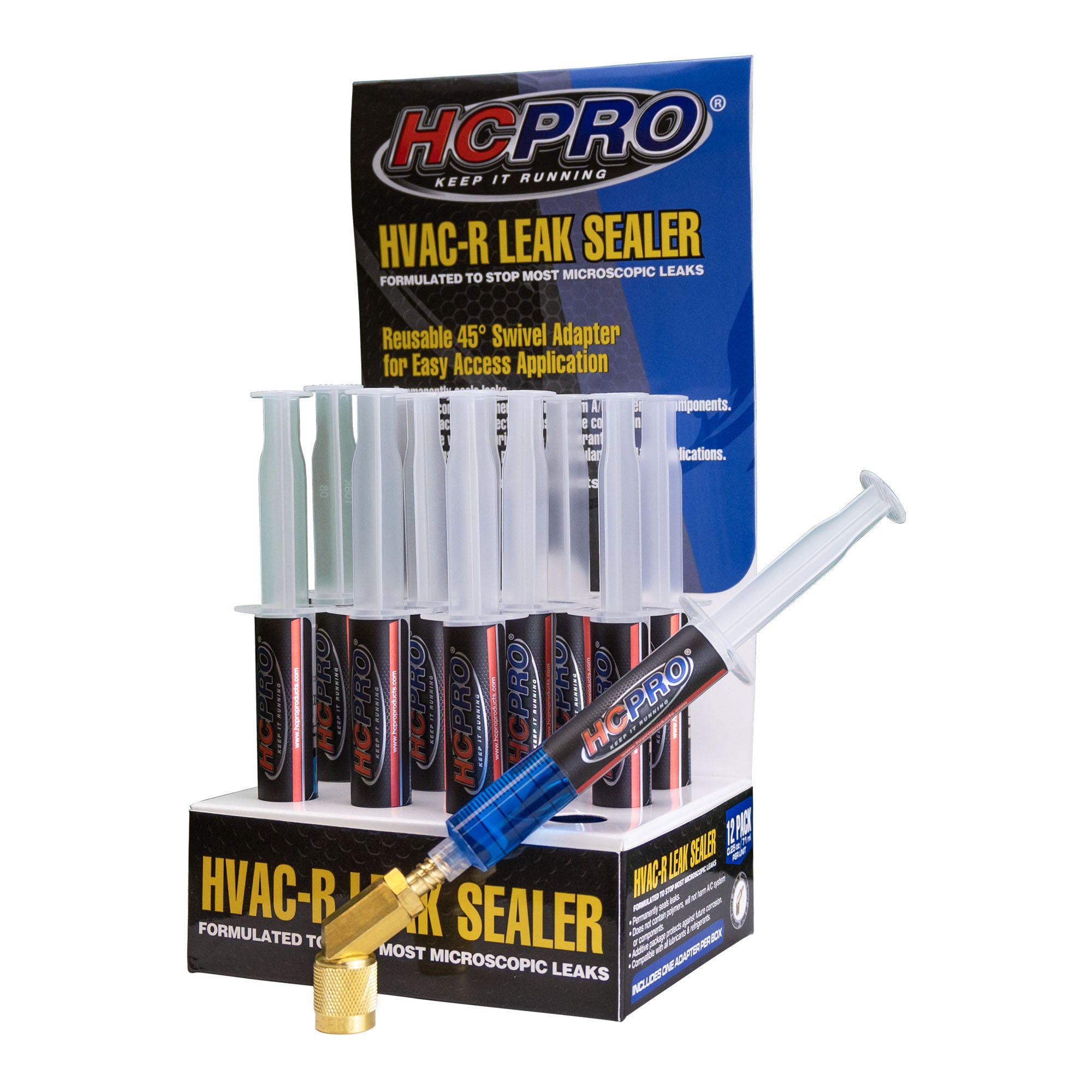 HCLEAK12B HVAC Leak Sealer with 45° Swivel Adapter for Easy Access Application 12 Applications 0.25 FL Oz. for AC, Refrigeration, and Automotive Systems Compatible with All Refrigerants image 6