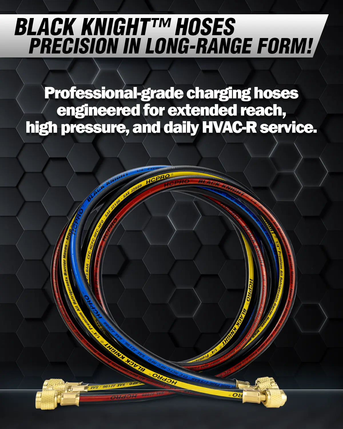 HC-2V2C5BK-R Refrigeration Manifold – R134a/R404A/R407C/R507, 5 ft Premium Hoses
