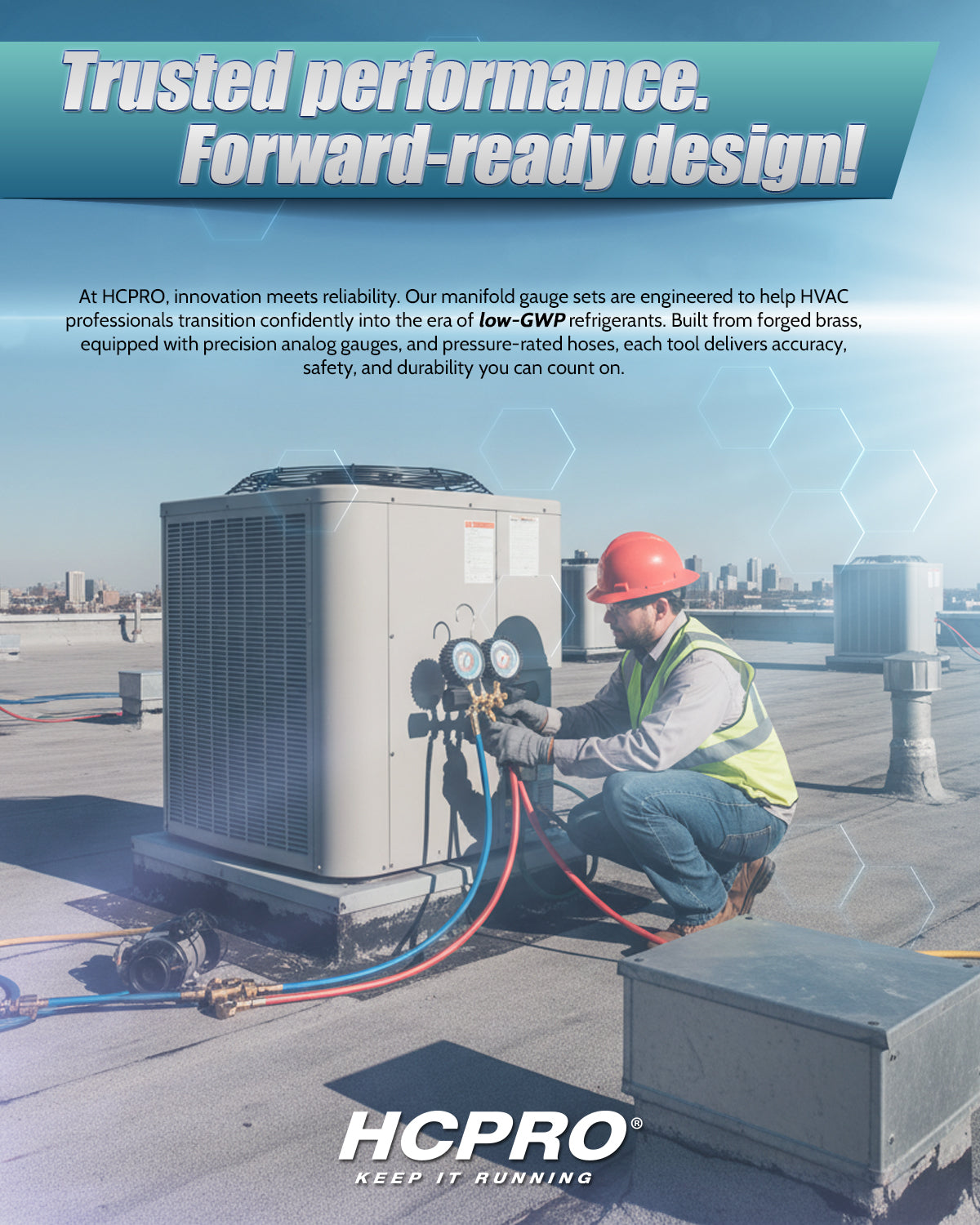 Hydrocarbon Manifold Gauge – Brass Set for R32/R290/R600 + 5 ft Hoses