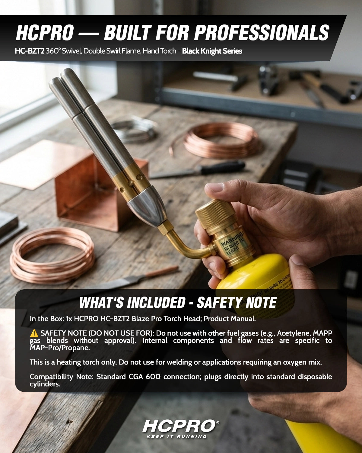 Blaze HC-BZT2 Two Tip Swivel Pro-Hand Torch