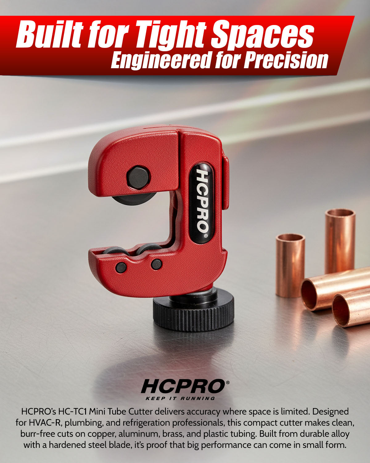 Mini Tube Cutter 1/8"–7/8" | Compact HVAC Pipe Tool for Tight Spaces