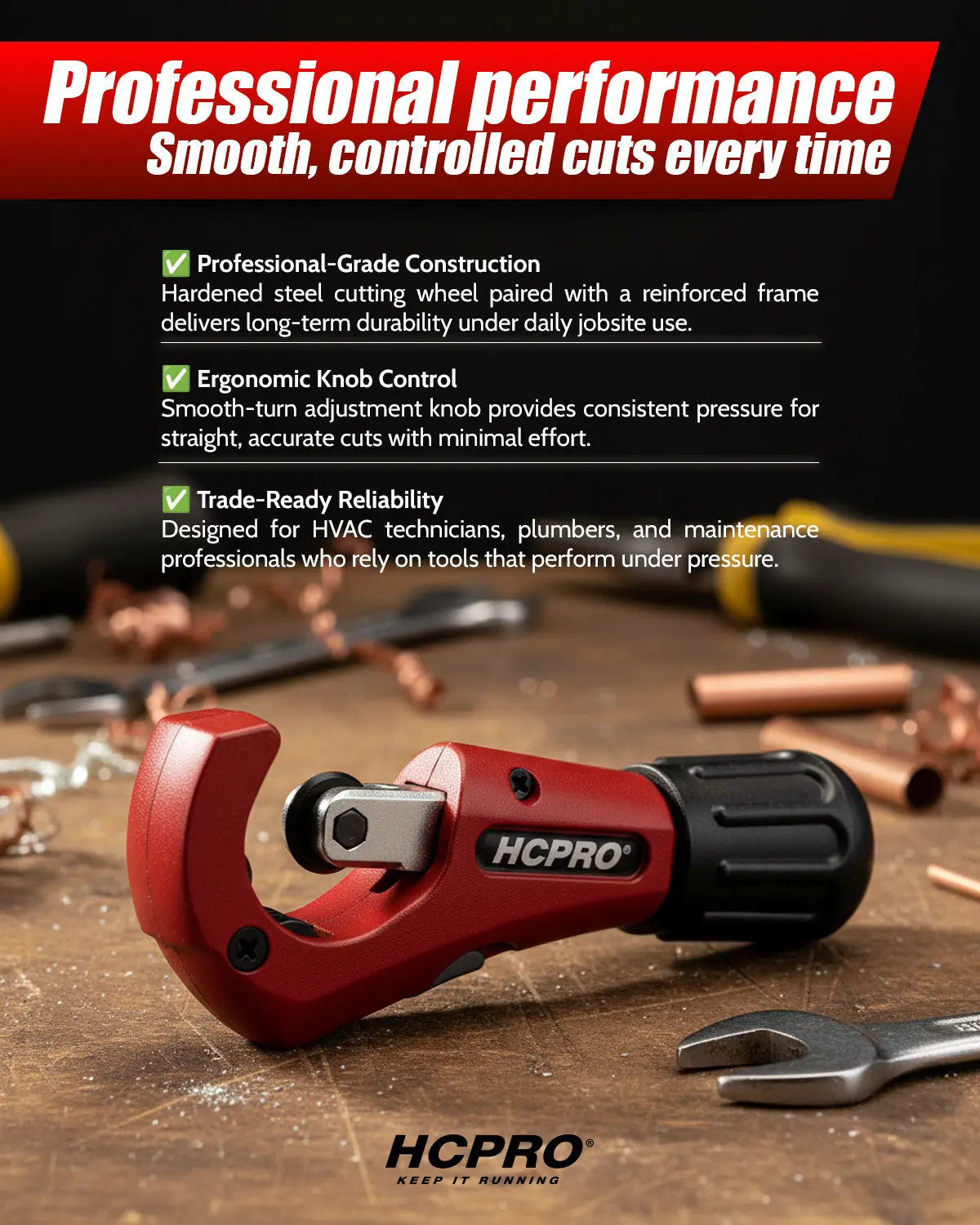 Tube Cutter 1/8"–1-1/4" | HVAC & Plumbing Tool + Extra Blade