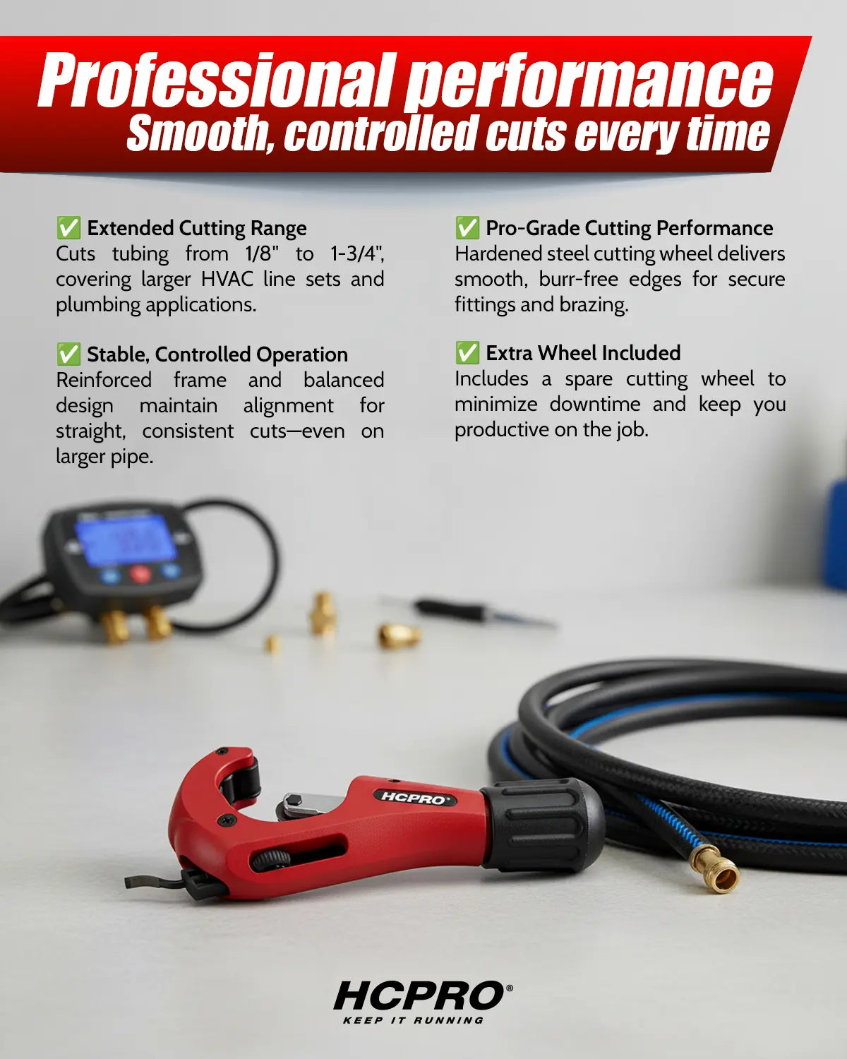 Pro Tube Cutter 1/8"–1-3/4" | HVAC & Plumbing Tool w/ Extra Wheel
