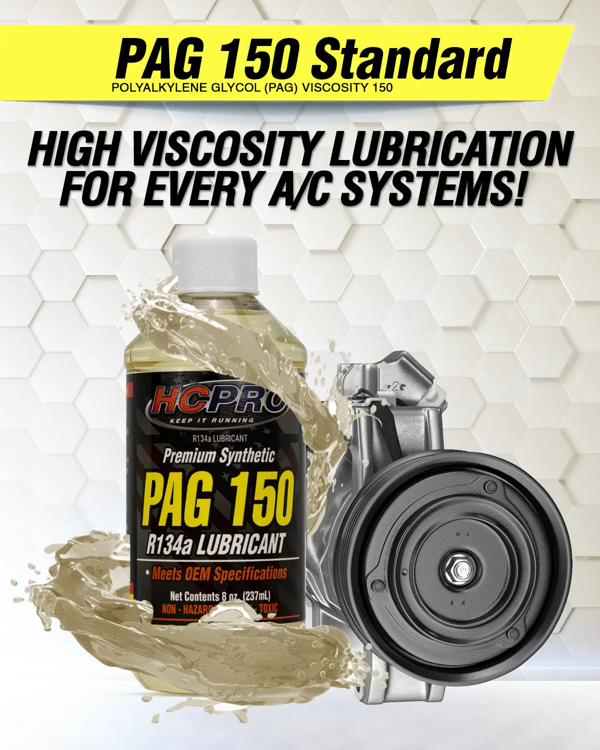 PAG 150 Oil for R134a AC Systems – 8oz Compressor Lubricant