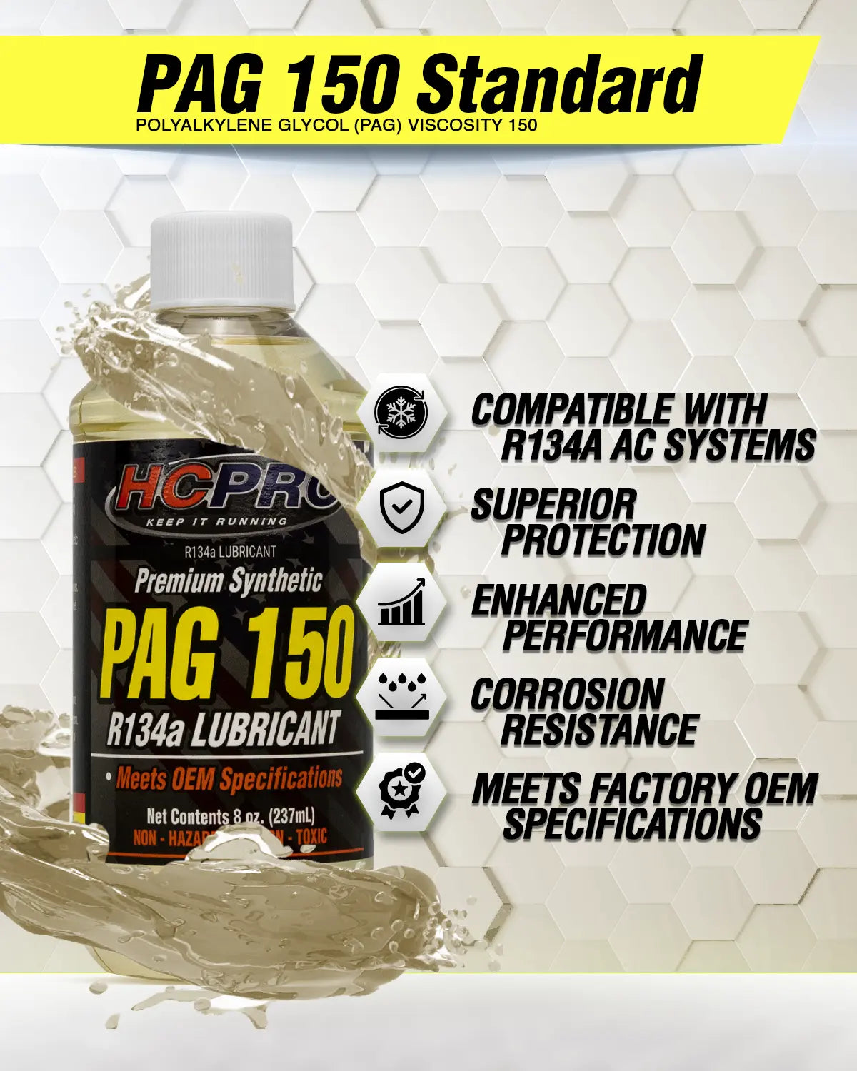 PAG 150 Oil for R134a AC Systems – 8oz Compressor Lubricant
