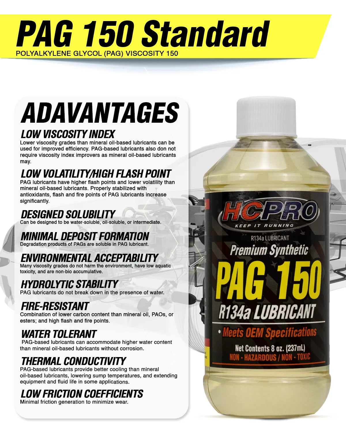 PAG 150 Oil for R134a AC Systems – 8oz Compressor Lubricant