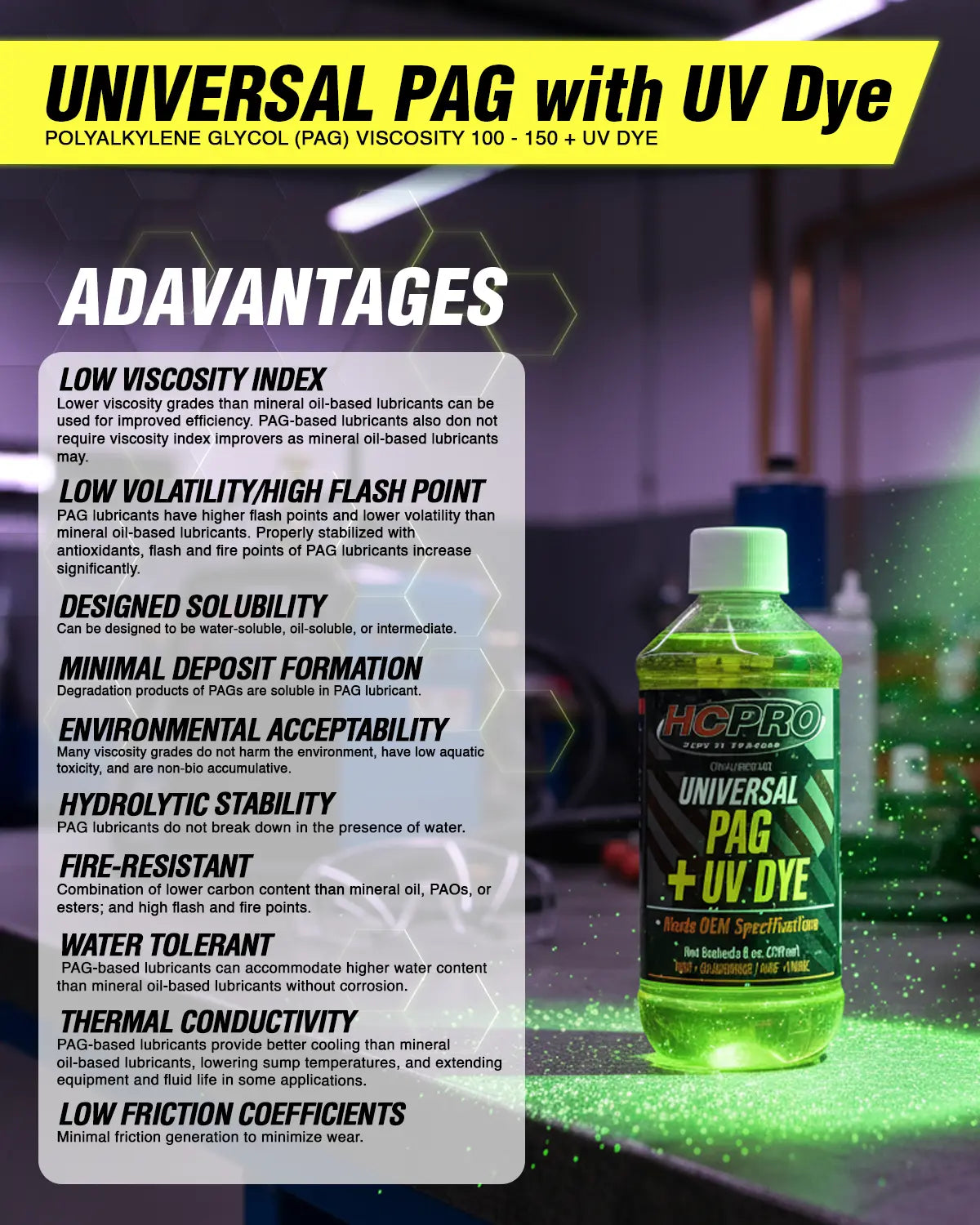 UV Dye Universal PAG Oil for R134a AC Systems – 8oz