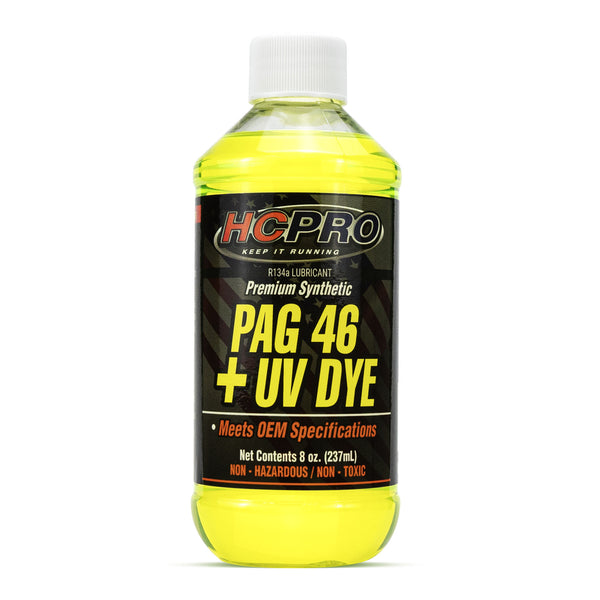 PAG 46 Oil w/ UV Dye – 8 oz for R134a A/C Systems | Leak Detection