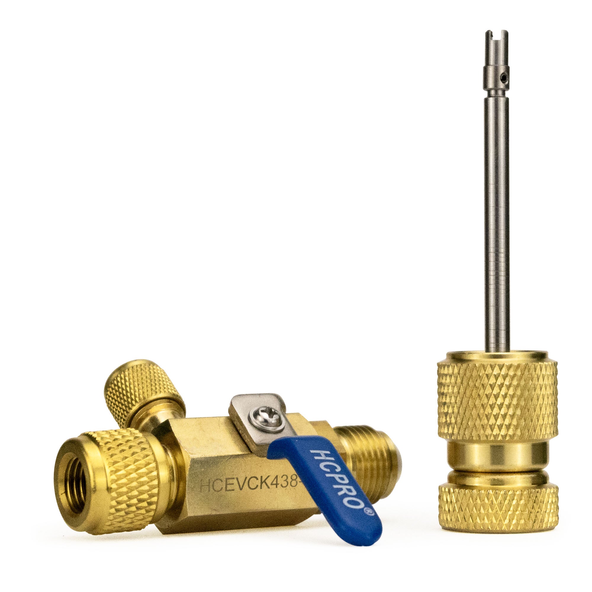 HCEVCK438 Quick Flow Vacuum Rated Valve Core Removal Tool 1/4” Female x 3/8” Male and 1/4” Side Port image 1