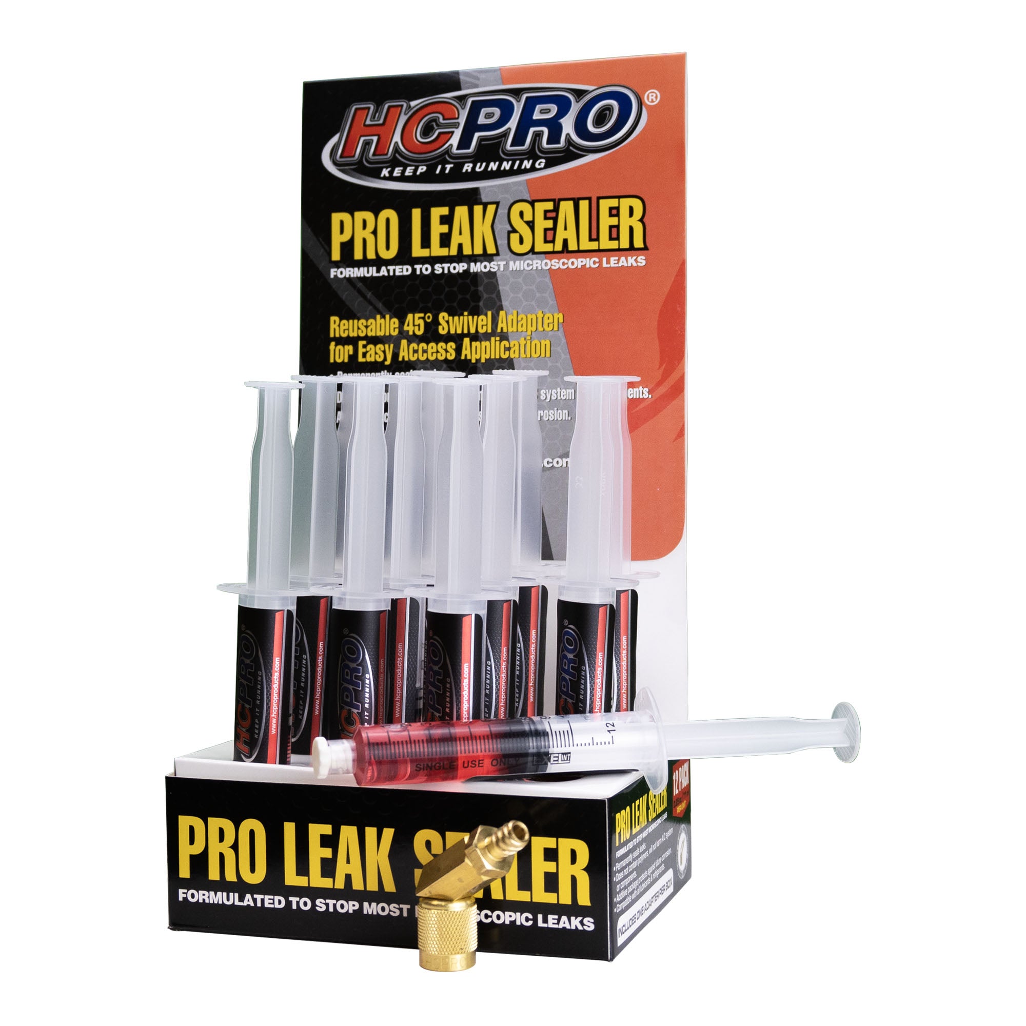 HCLEAK12R Pro Leak Sealer with 45° Swivel Adapter for Easy Access Application 12 Applications 0.25 fl oz. for AC, Refrigeration, and Automotive Systems Compatible with All Refrigerants image 2