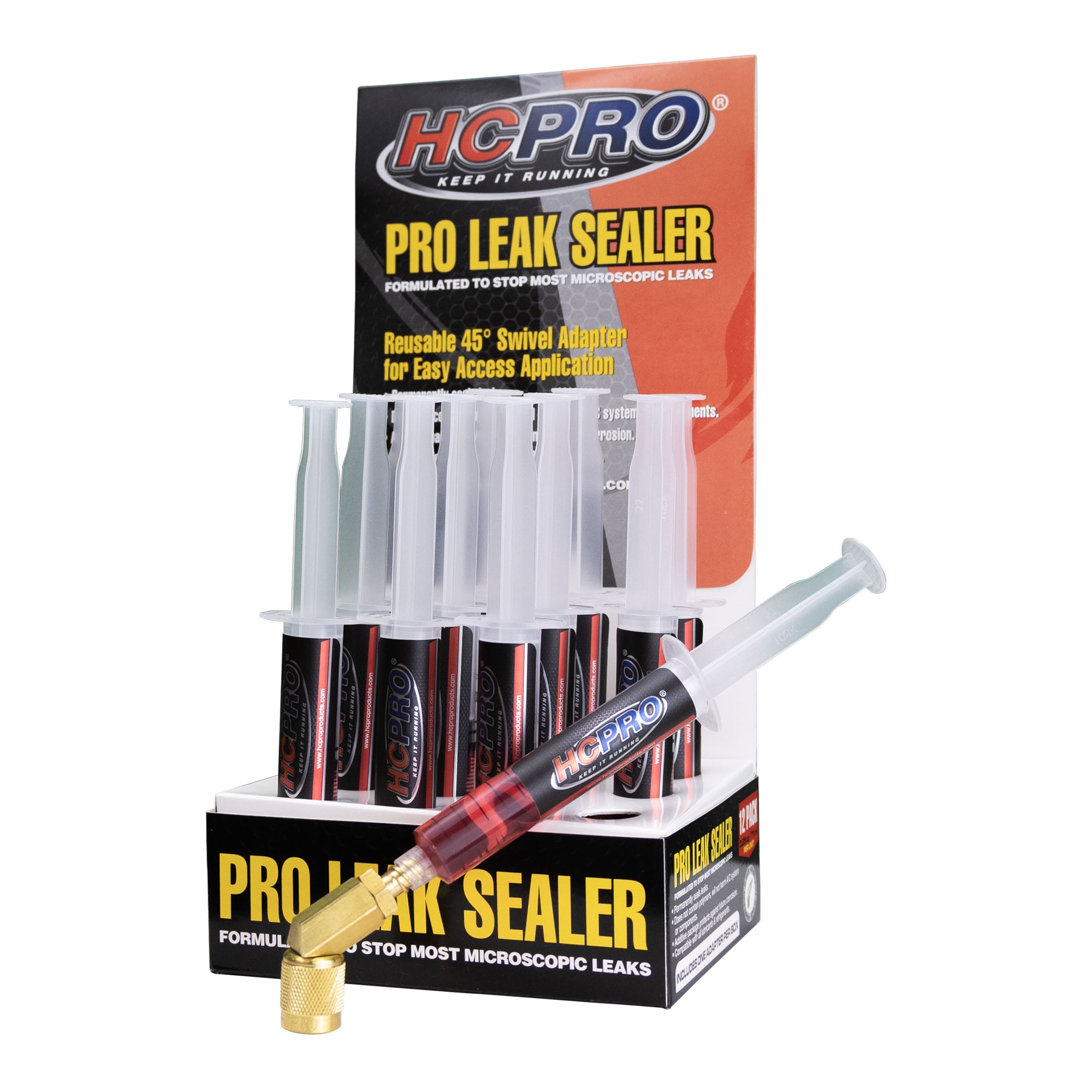 HCLEAK12R Pro Leak Sealer with 45° Swivel Adapter for Easy Access Application 12 Applications 0.25 fl oz. for AC, Refrigeration, and Automotive Systems Compatible with All Refrigerants image 3