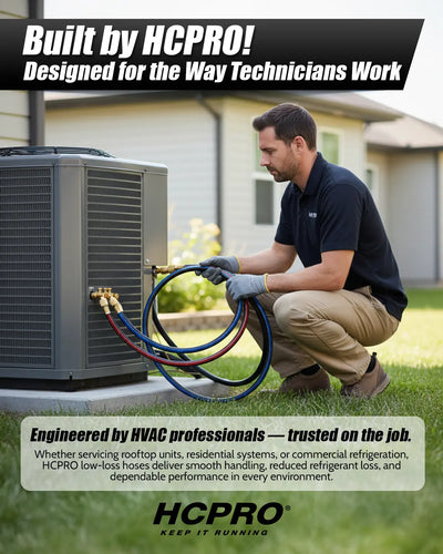 HCPRO 5' 1/4" Hoses w/ Low-Loss Anti-Blowback Fitting | HVAC Tool