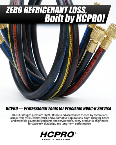 HCPRO 5' 1/4" Hoses w/ Low-Loss Anti-Blowback Fitting | HVAC Tool