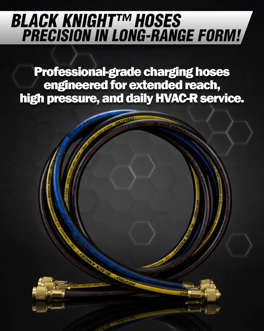 HCPRO 1/4" x 5' HVAC Charging Hose Set | Standard 3-Hose Kit