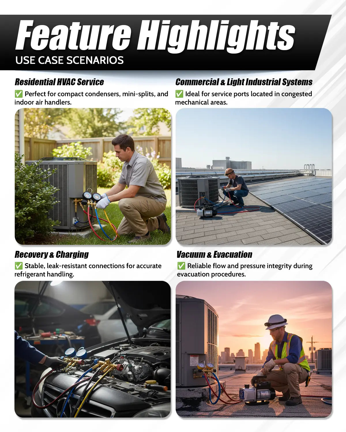 HCPRO 1/4" x 5' HVAC Charging Hose Set | Standard 3-Hose Kit