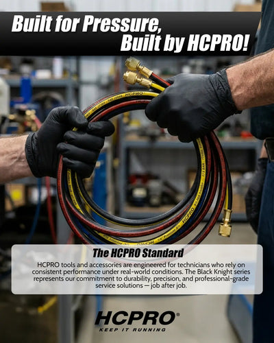 HCPRO 1/4" x 5' HVAC Charging Hose Set | Standard 3-Hose Kit