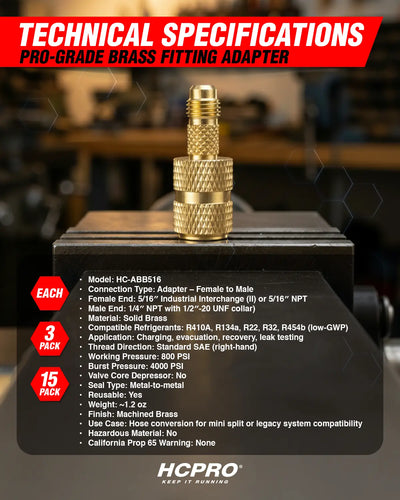 Brass fitting adapter with technical specifications on a black background