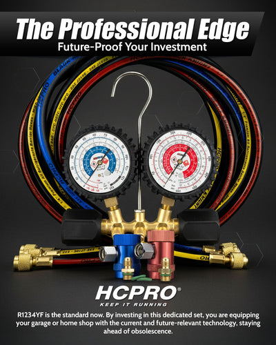 Black Knight R1234YF AC Gauge Set + 5ft Hoses & Quick Adapters