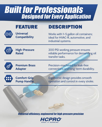 HC-OHV2.6 Universal Oil Hand Pump for 1–5 Gallon Oil Containers