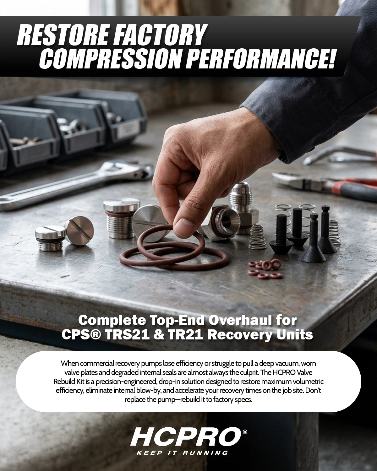 Compressor Valve Rebuild Kit w/ Viton Seals | Fits TRS21 & TR21 Units