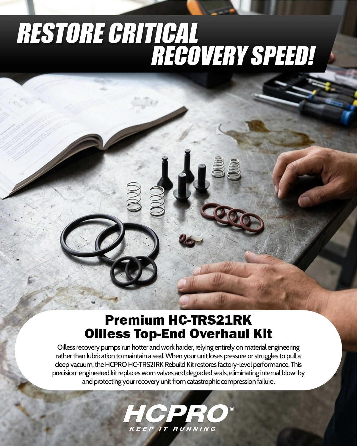 Oilless Compressor Valve Rebuild Kit | Fits TRS21/TR21 Recovery Units