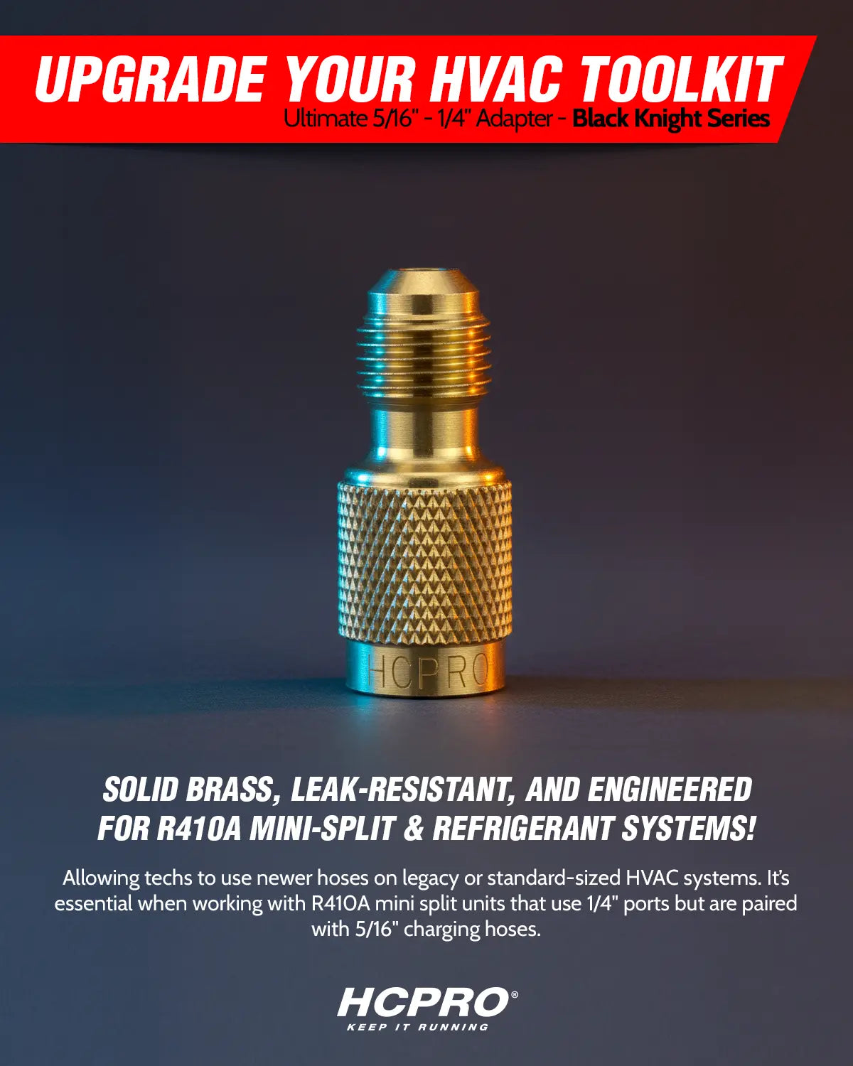 HCAD140 Adapter 5/16" SAE Hose x 1/4" SAE Port – Brass Fitting