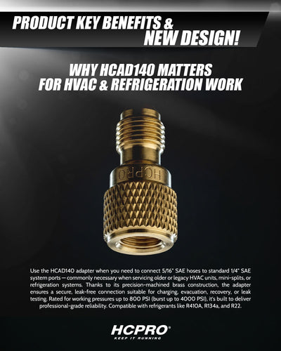 HCAD140 Adapter 5/16" SAE Hose x 1/4" SAE Port – Brass Fitting