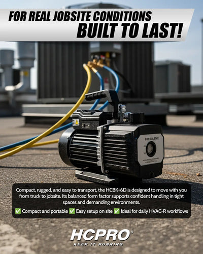 HVAC component on a rooftop with text highlighting jobsite conditions and HCPRO branding.
