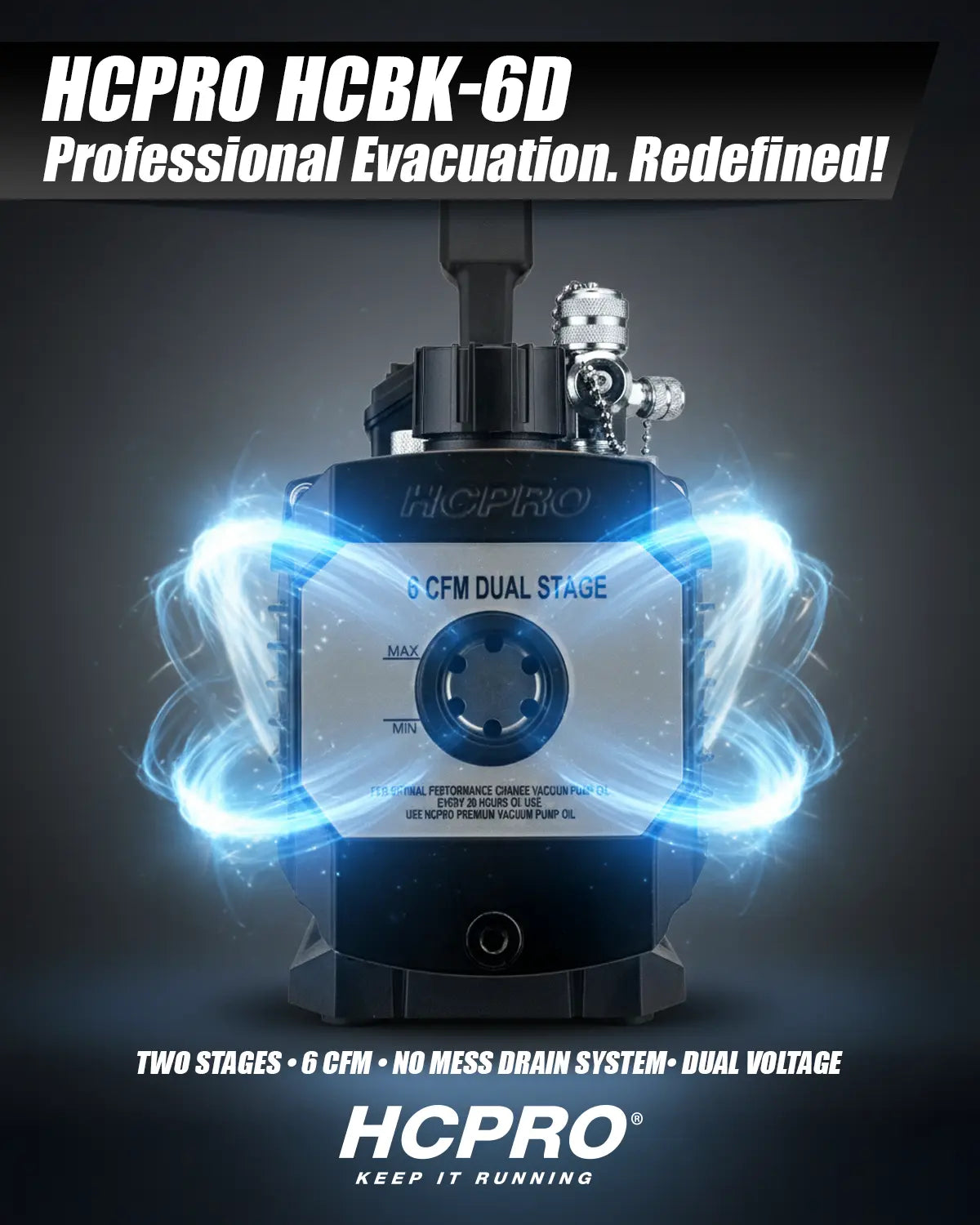 HCPro HCBK-6D evacuation device with glowing effects on a dark background