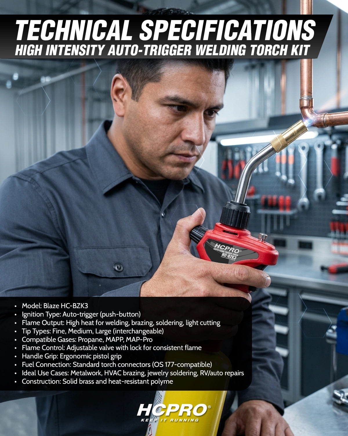 High Intensity Auto-Trigger Welding Torch Kit – Blaze HC-BZK3 w/ Tips