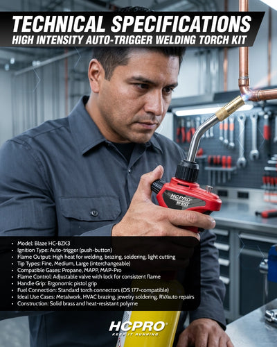 High Intensity Auto-Trigger Welding Torch Kit – Blaze HC-BZK3 w/ Tips