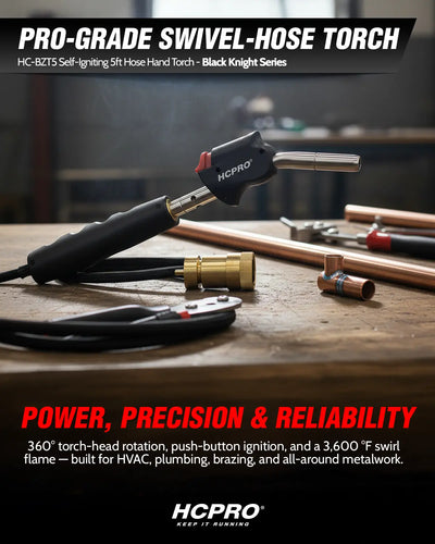 Blaze HC-BZT5 Torch Kit – 5ft Swivel Hose, 360° Head, 3,600 °F Flame