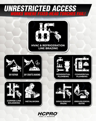 Blaze HC-BZT5 Torch Kit – 5ft Swivel Hose, 360° Head, 3,600 °F Flame