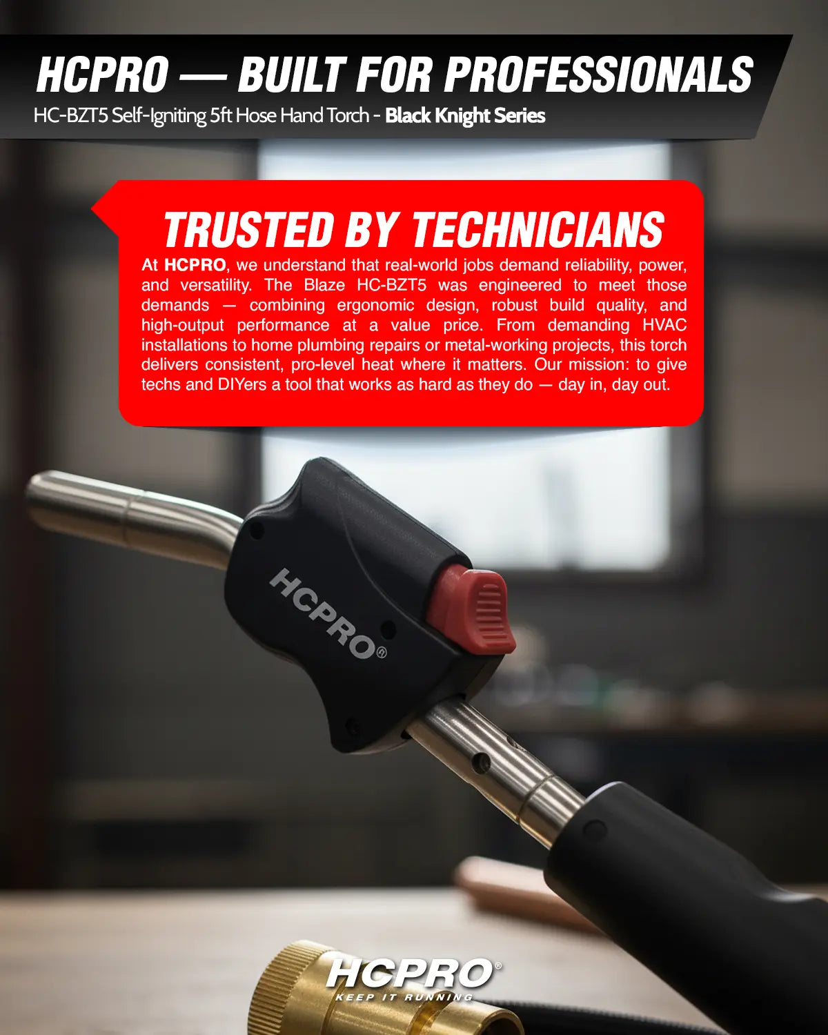 Blaze HC-BZT5 Torch Kit – 5ft Swivel Hose, 360° Head, 3,600 °F Flame