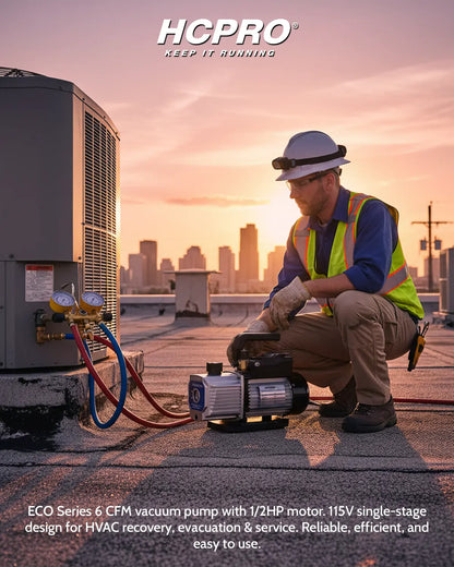 HCEC-6S ECO Series 6 CFM Vacuum Pump 1/2HP Single Stage 115V