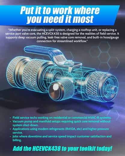 Dual Force R410a Evacuation & Charging Kit w/ 3/8" Hose + VCRT Tool