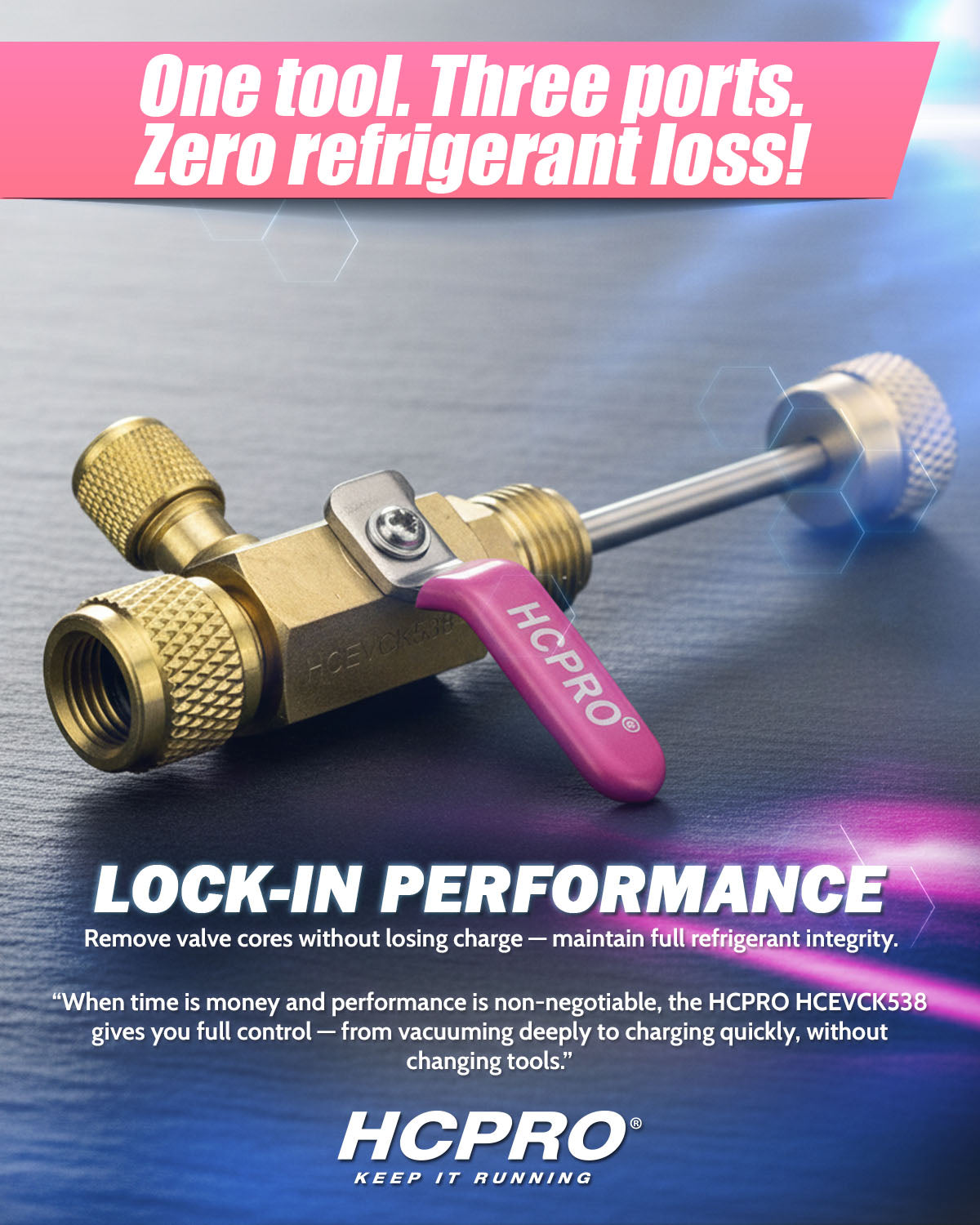 HCEVCK538 Vacuum Rated Valve Core Removal Tool – 5/16” x 3/8” x 1/4”