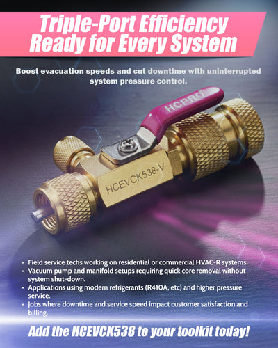 HCEVCK538 Vacuum Rated Valve Core Removal Tool – 5/16” x 3/8” x 1/4”