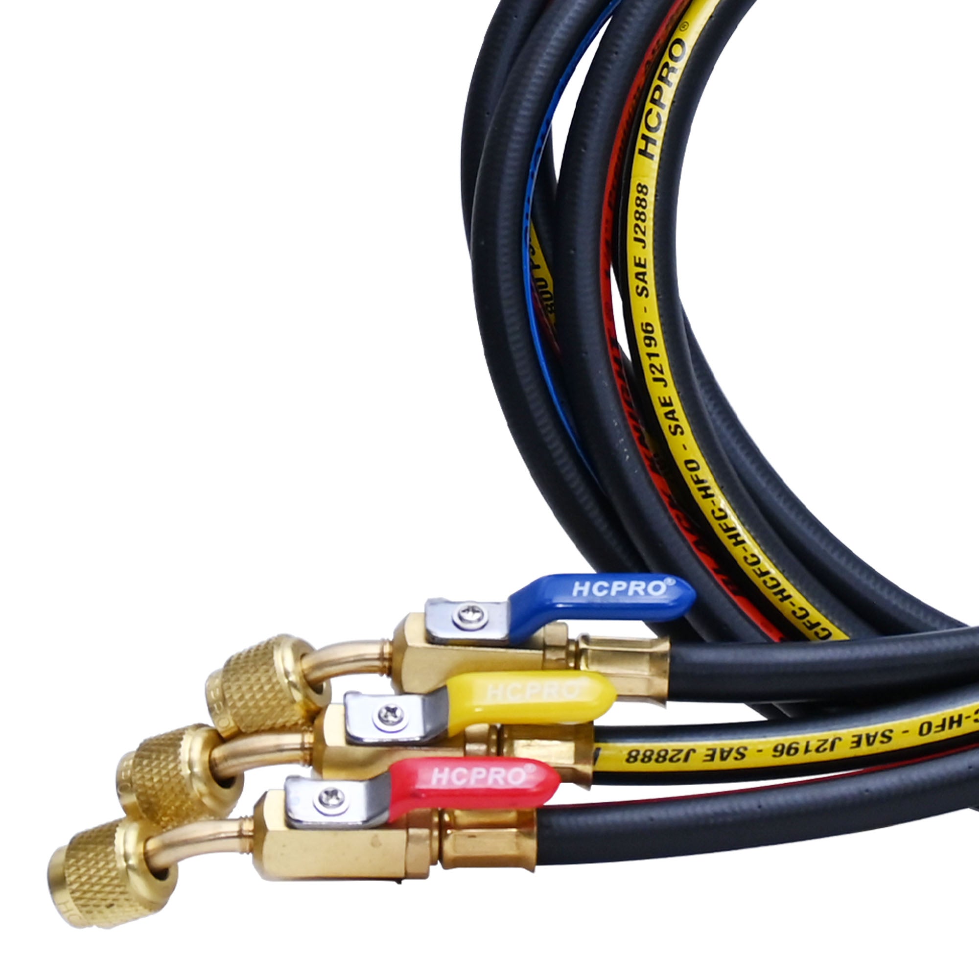 HCPRO 1/4" x 5' HVAC Hoses with Ball Valves | Premium Service Set