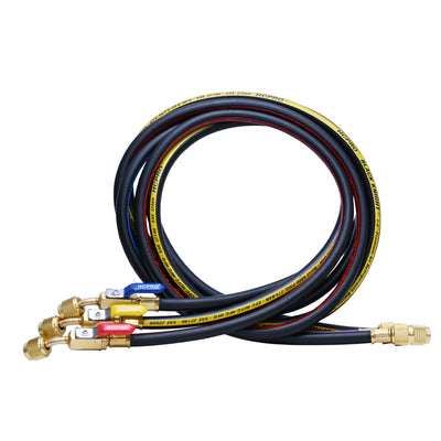 HCPRO 1/4" x 5' HVAC Hoses with Ball Valves | Premium Service Set