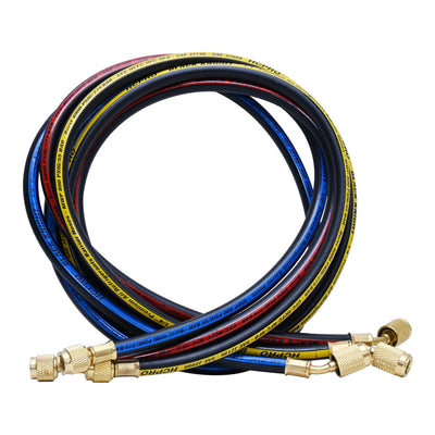HCPRO 5' 1/4" Hoses w/ Low-Loss Anti-Blowback Fitting | HVAC Tool