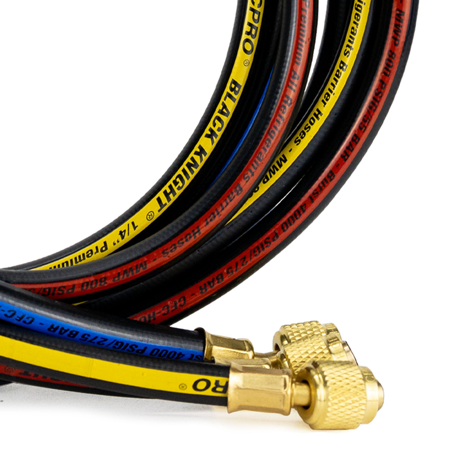 HCPRO 1/4" x 5' HVAC Charging Hose Set | Standard 3-Hose Kit