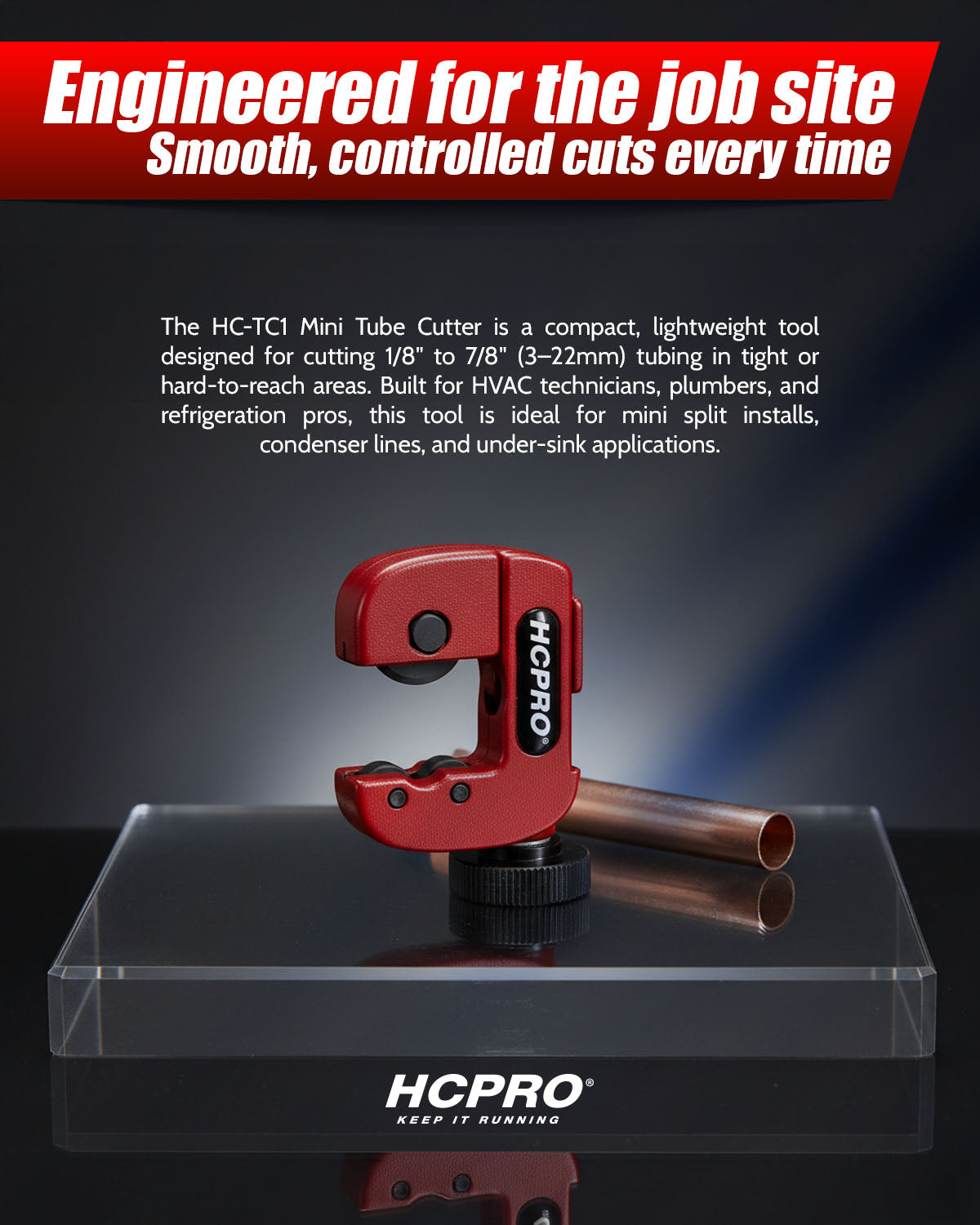 Mini Tube Cutter 1/8"–7/8" | Compact HVAC Pipe Tool for Tight Spaces