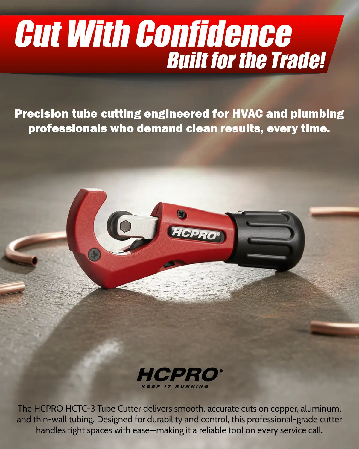 Tube Cutter 1/8"–1-1/4" | HVAC & Plumbing Tool + Extra Blade