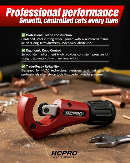 Tube Cutter 1/8"–1-1/4" | HVAC & Plumbing Tool + Extra Blade