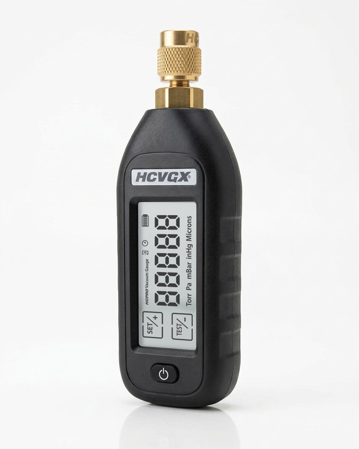 HCPRO HCVGX digital vacuum gauge with Pirani sensor and brass 1/4 in SAE fitting