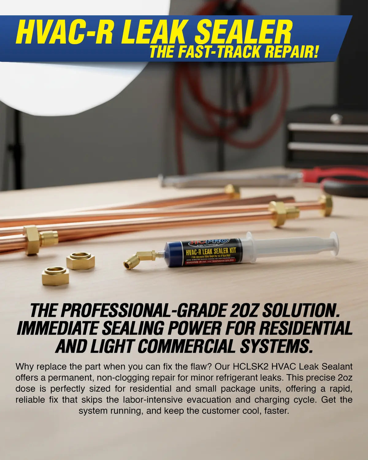 HCLSK2 2oz HVAC Leak Sealant with 45° Swivel Adapter