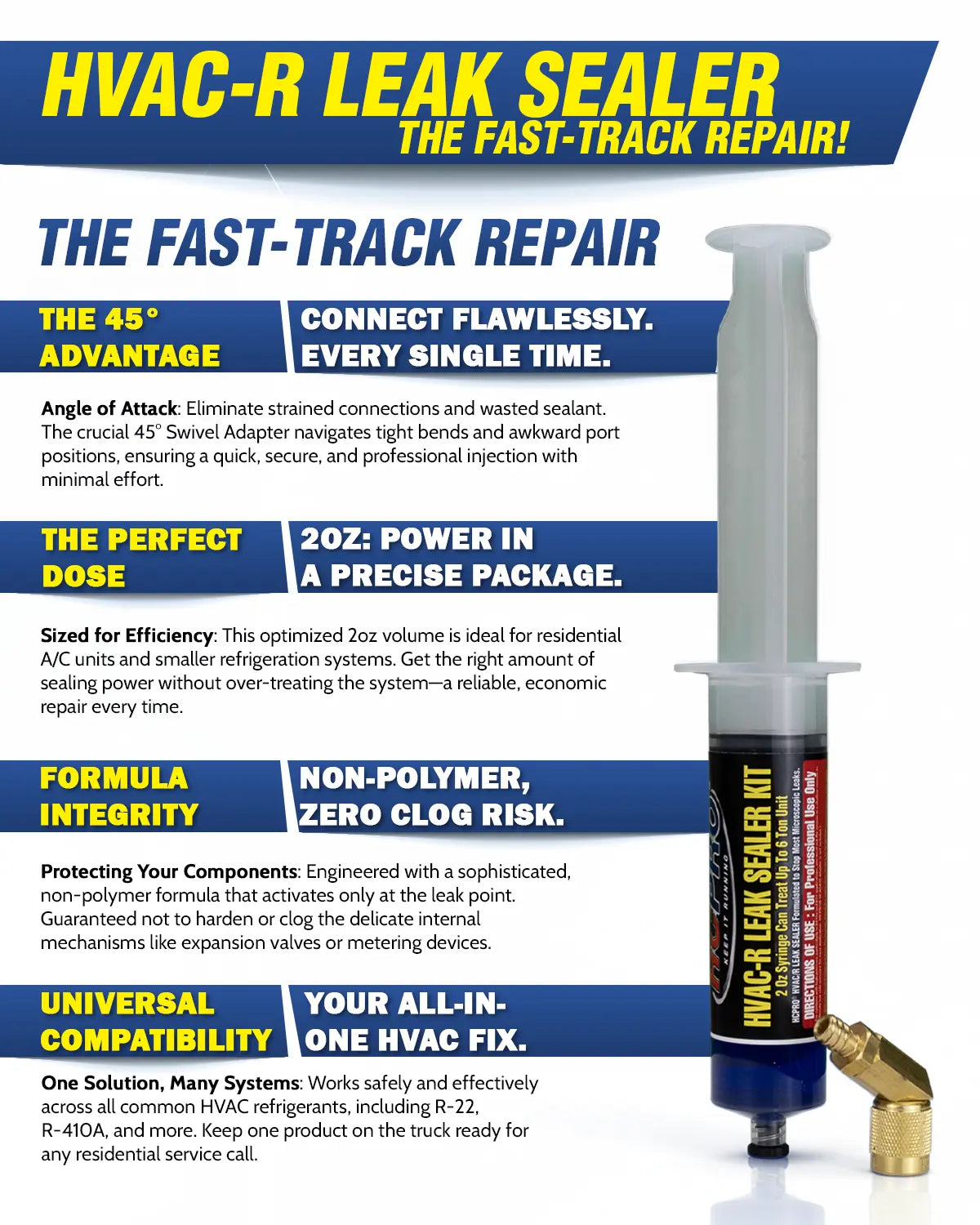HCLSK2 2oz HVAC Leak Sealant with 45° Swivel Adapter
